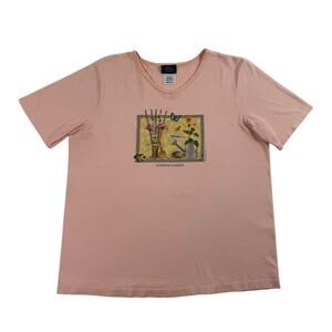 Summer Garden Cottage Core Floral Butterfly Birds Grandma Graphic Shirt Medium